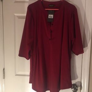 Plus size red blouse with pockets